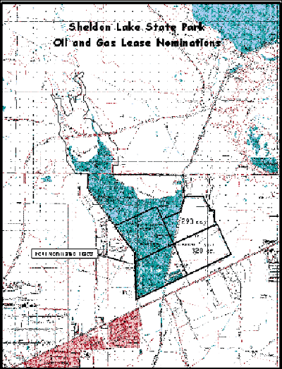 Locator Map for Sheldon Lake State Park Oil and Gas Lease Nominations