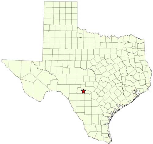 Location of Lost Maples State Natural Area, Bandera County in relation to the State of Texas