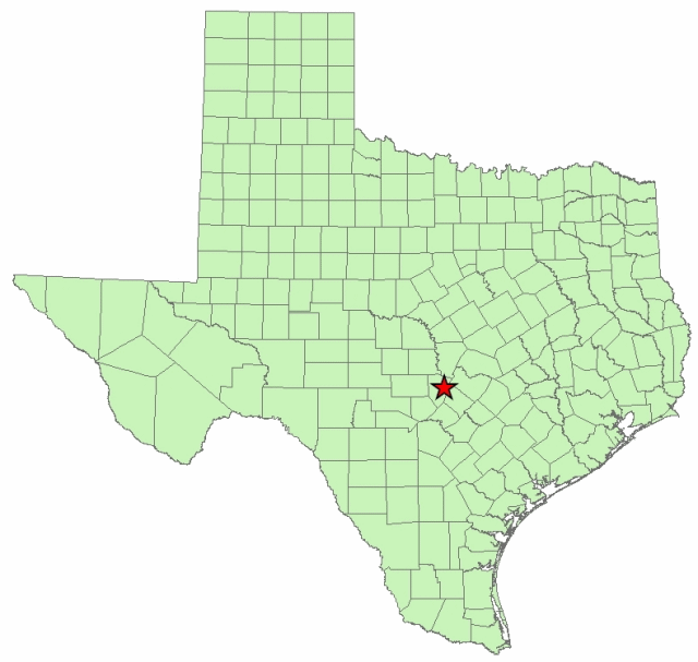 Location of Pedernales Falls State Park in Blanco County