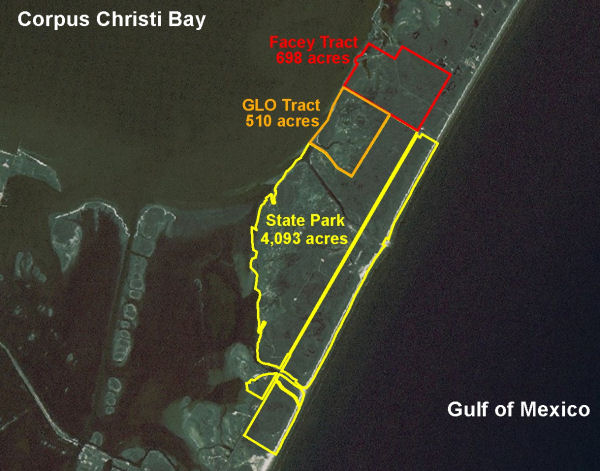 Site Map for Subject 680-Acre Facey Tract at Mustang Island State Park (698 Acres Includes Wetlands Belonging to Texas General Land Office)