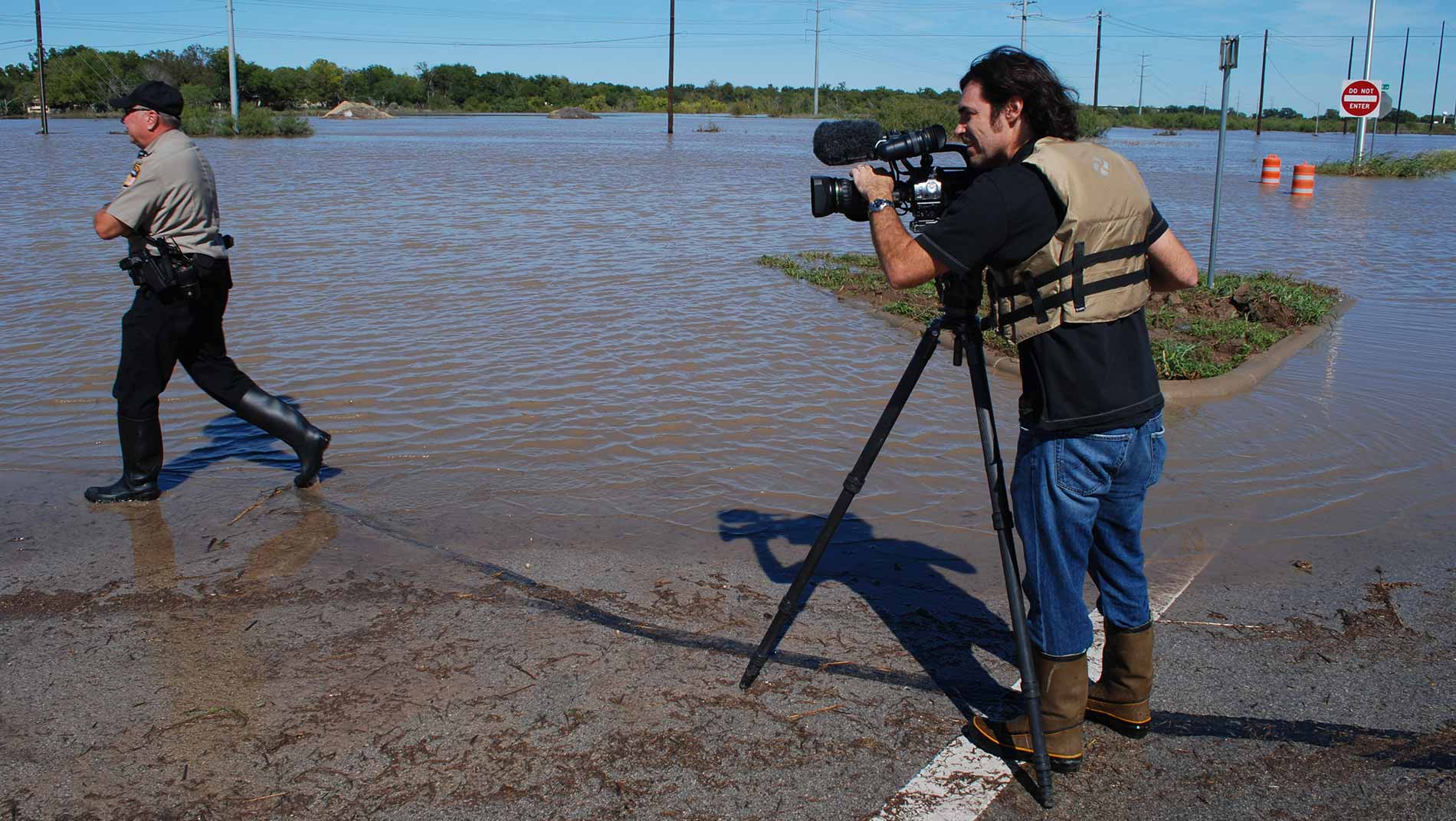 Producer Abe Moore covers Texas Game Wardens making water rescues during Austin flooding.