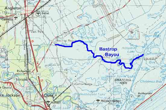 Map Location of Bastrop Bayou