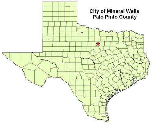 Location of Lake Mineral Wells Trailway in relation to Palo Pinto County