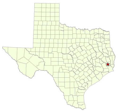 Location of Village Creek State Park in relation to the State of Texas