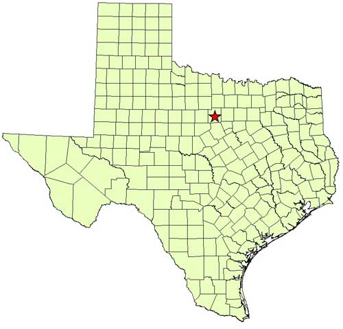 Location of Palo Pinto County in relation to the State of Texas