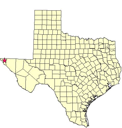Location of Franklin Mountains State Park, El Paso County in relation to the State of Texas