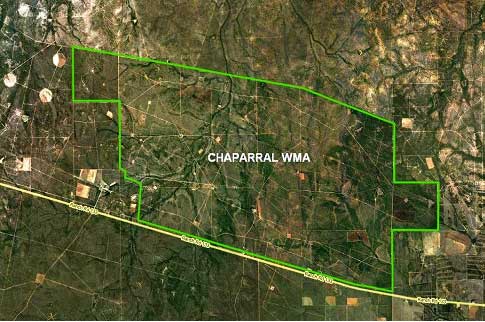 Location of Chaparral WMA in relation to Ranch Rd 133