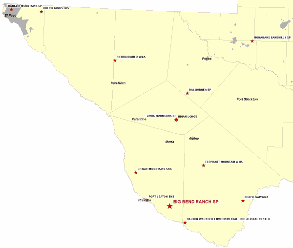 Vicinity Map for Big Bend Ranch State Park