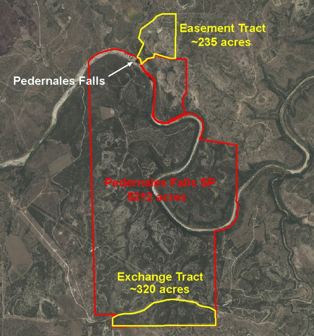 Site Map of Pedernales Falls SP Showing Exchange Tracts