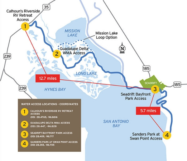 Area map of Seadrift Paddling Trail