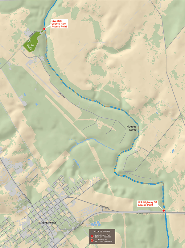 Area Map of Nueces River Paddling Trail - George West